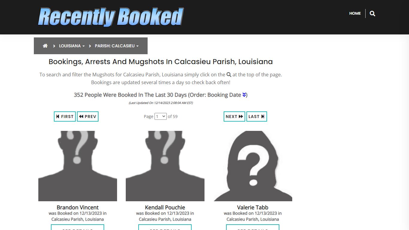 Bookings, Arrests and Mugshots in Calcasieu Parish, Louisiana